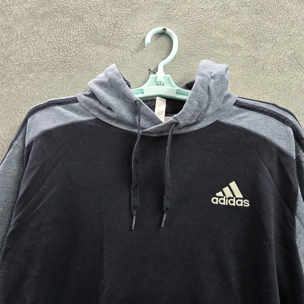 Adidas Men Hoodie M Navy Colorblock Athleisure Gorpcore‎ Logo Drawstring Long